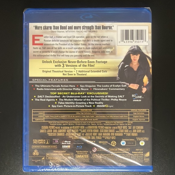 SALT Deluxe Unrated Edition DVD Blu-Ray NEW Sealed - Picture 2 of 2